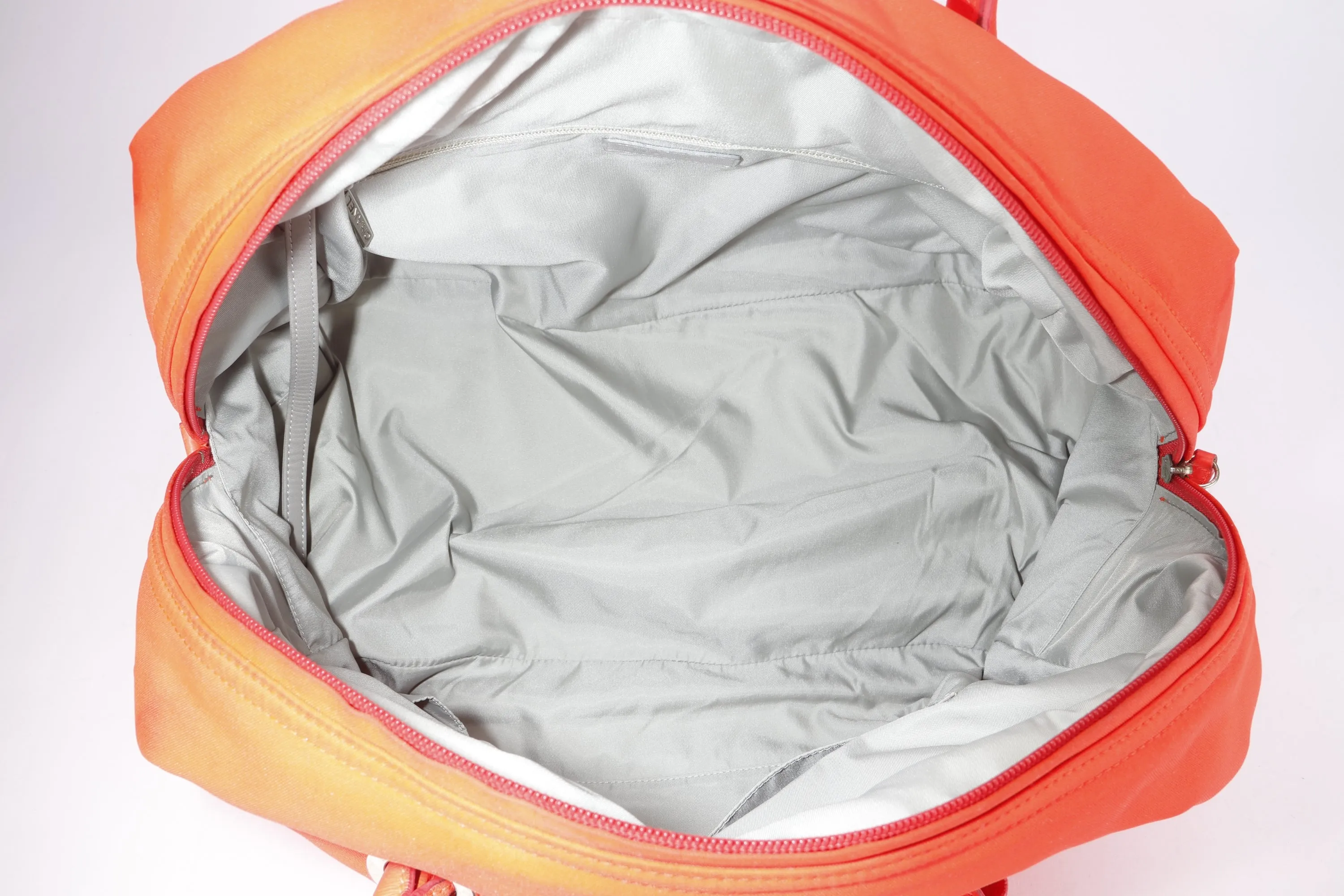 CHANEL PARIS BIARRITZ NEON ORANGE NYLON BOWLER BAG (1221xxxx), WITH CARD
