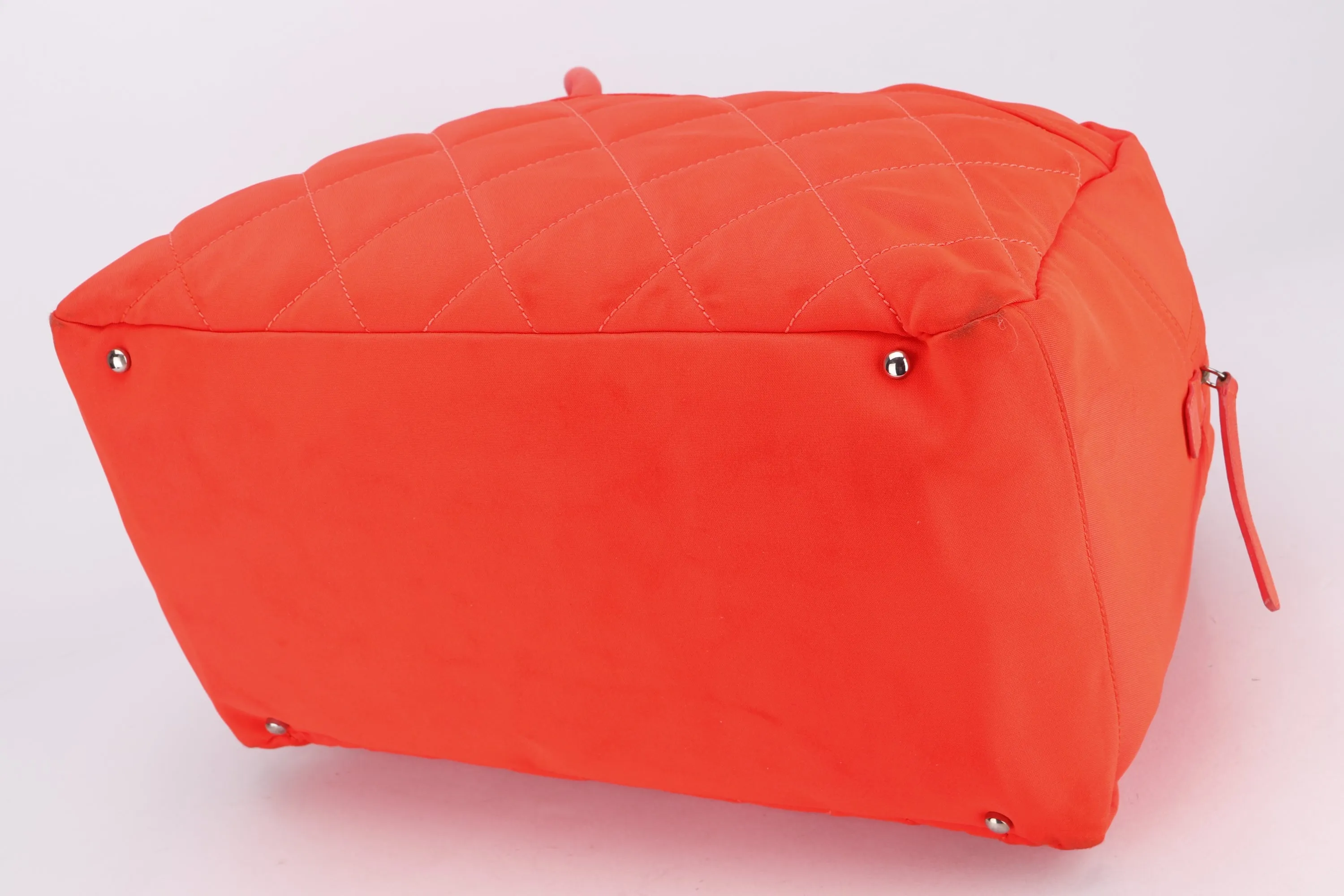 CHANEL PARIS BIARRITZ NEON ORANGE NYLON BOWLER BAG (1221xxxx), WITH CARD