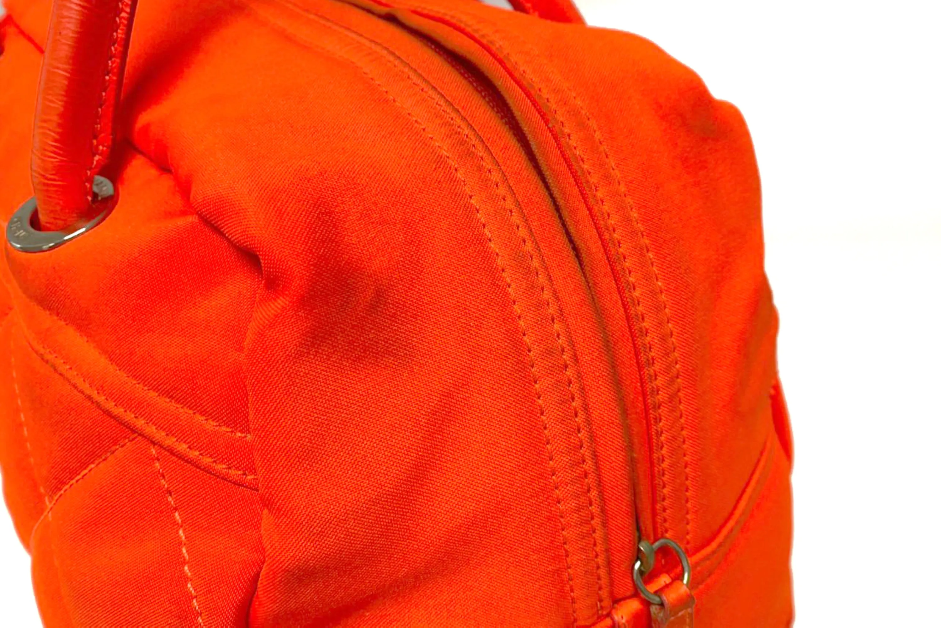 CHANEL PARIS BIARRITZ NEON ORANGE NYLON BOWLER BAG (1221xxxx), WITH CARD