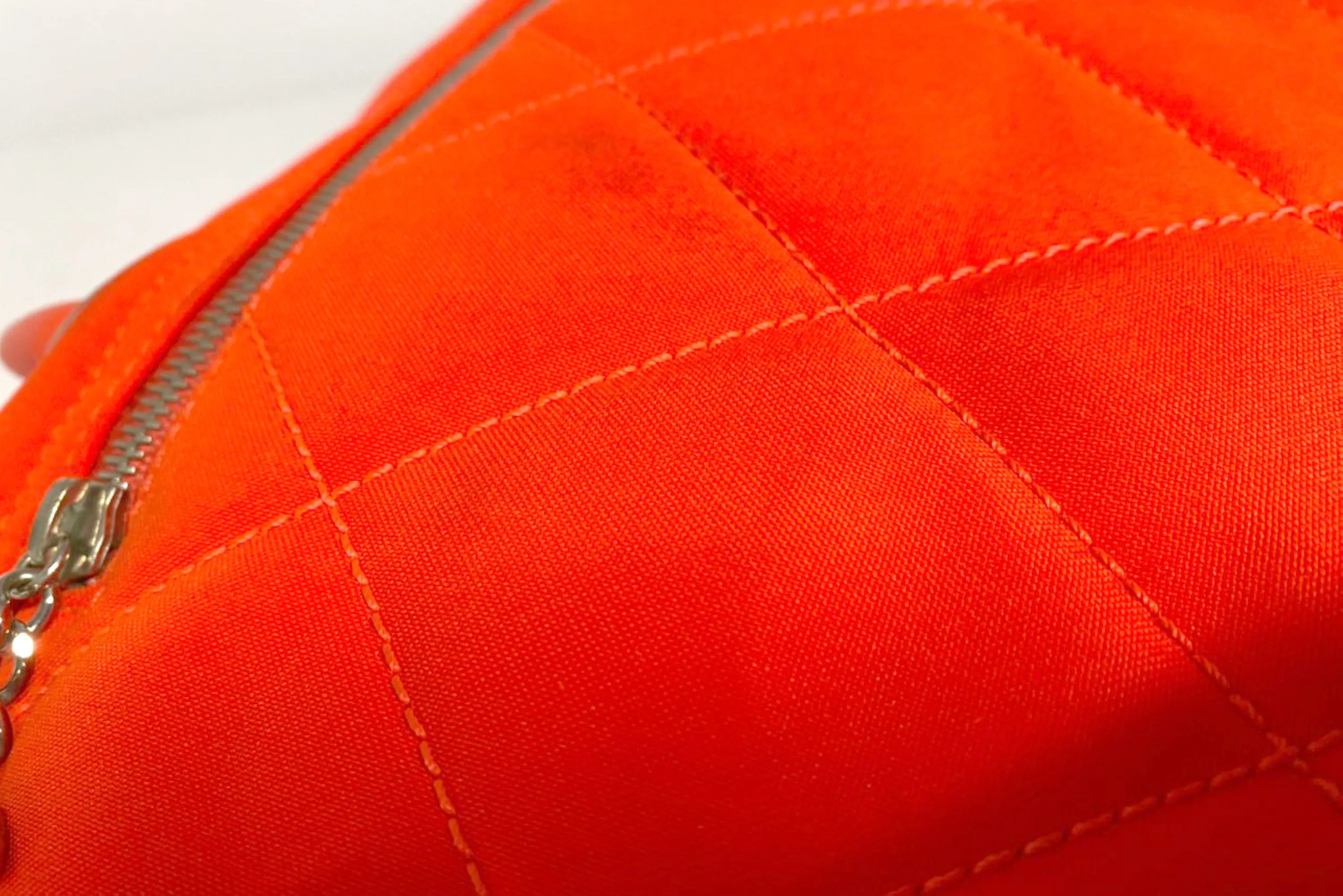 CHANEL PARIS BIARRITZ NEON ORANGE NYLON BOWLER BAG (1221xxxx), WITH CARD