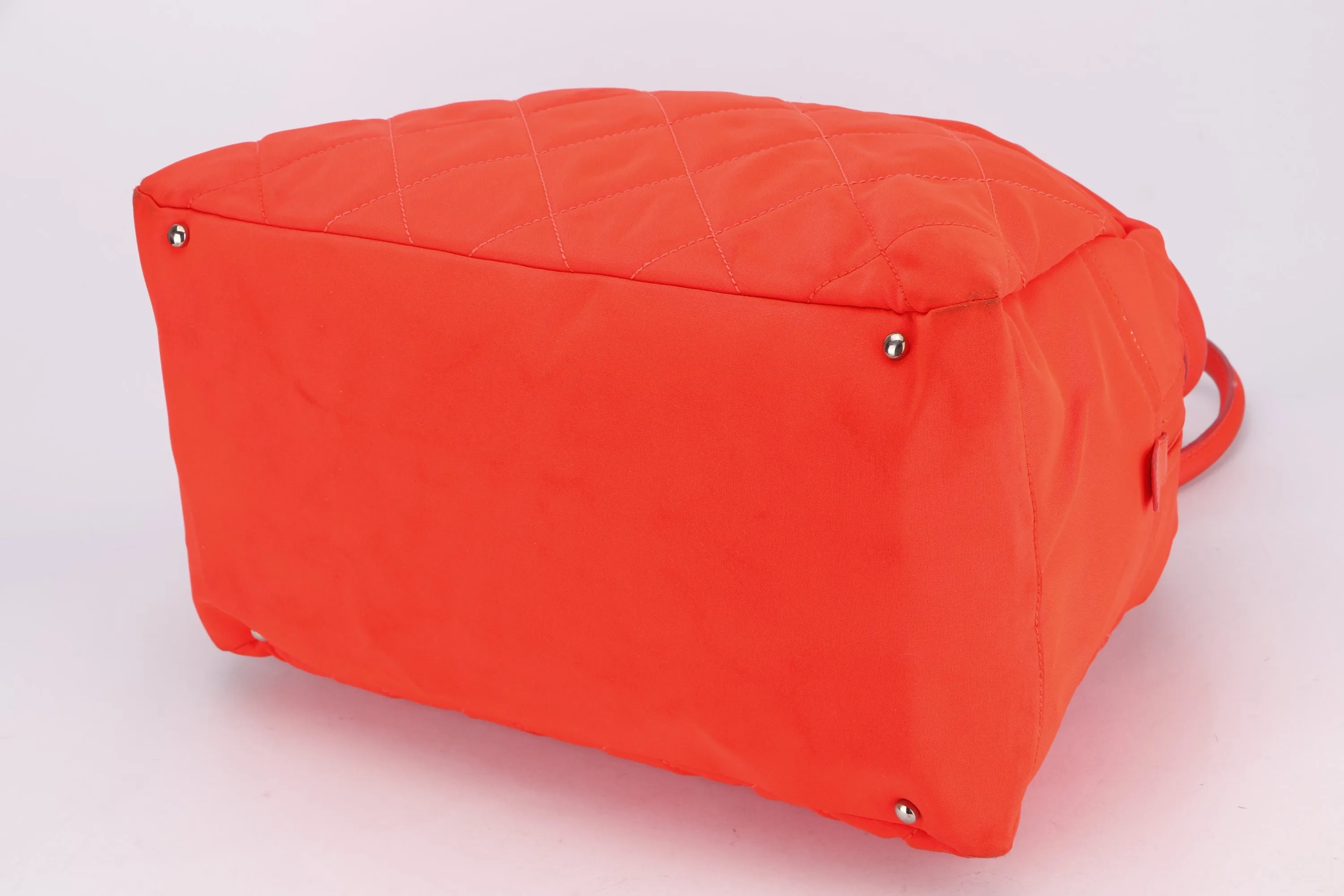 CHANEL PARIS BIARRITZ NEON ORANGE NYLON BOWLER BAG (1221xxxx), WITH CARD