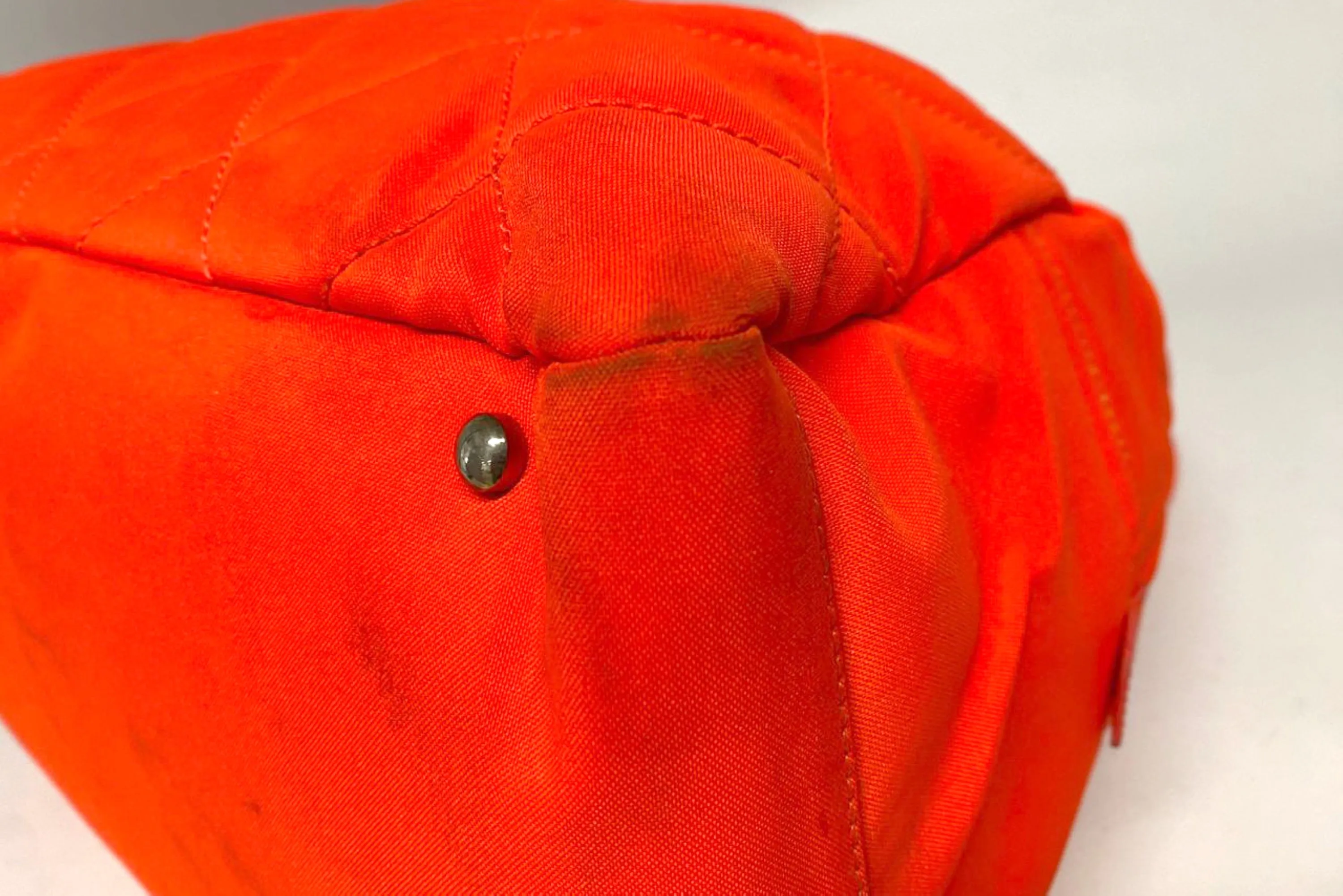 CHANEL PARIS BIARRITZ NEON ORANGE NYLON BOWLER BAG (1221xxxx), WITH CARD