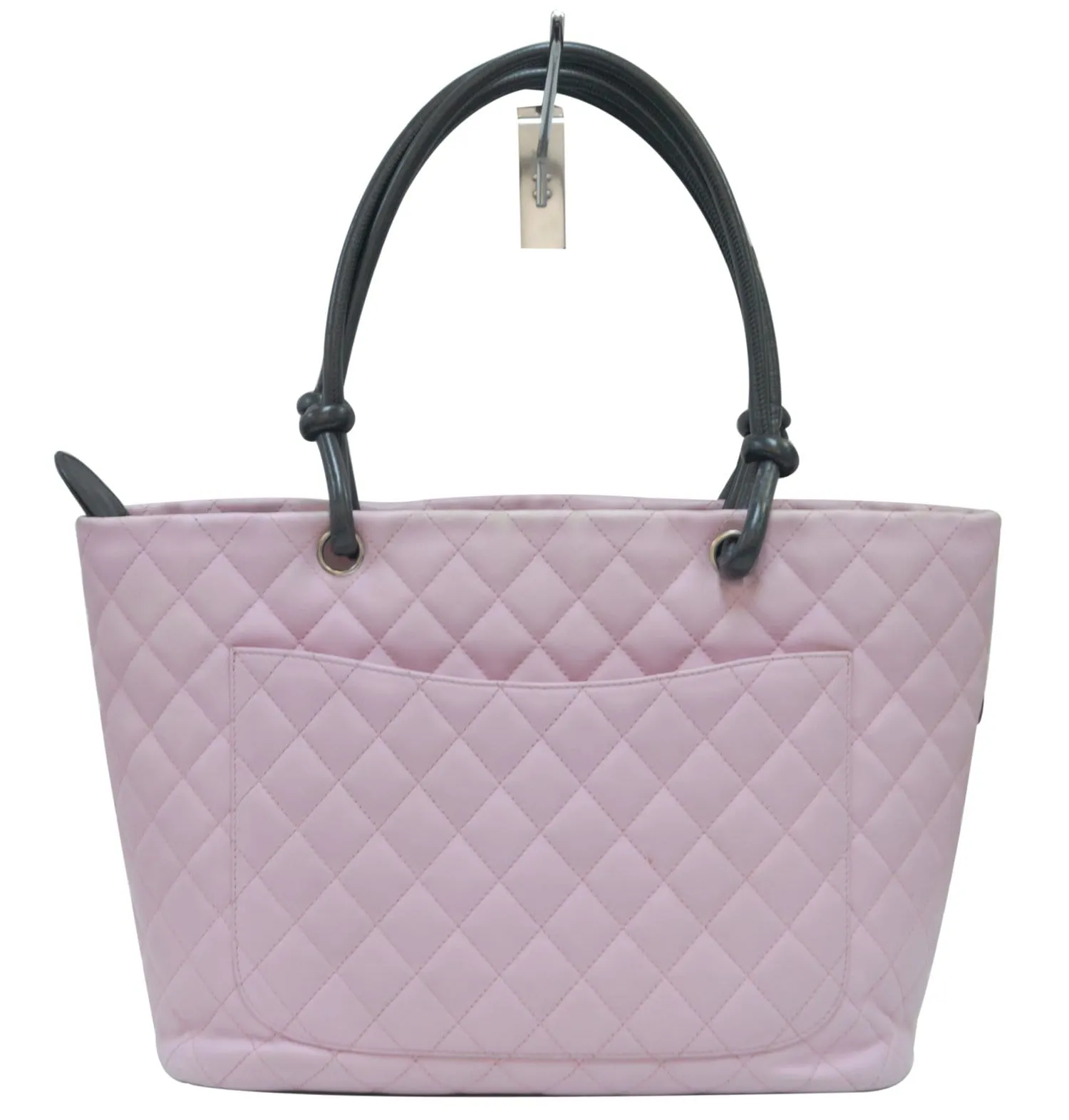 CHANEL Quilted Leather Pink/Black Cambon Tote Bag