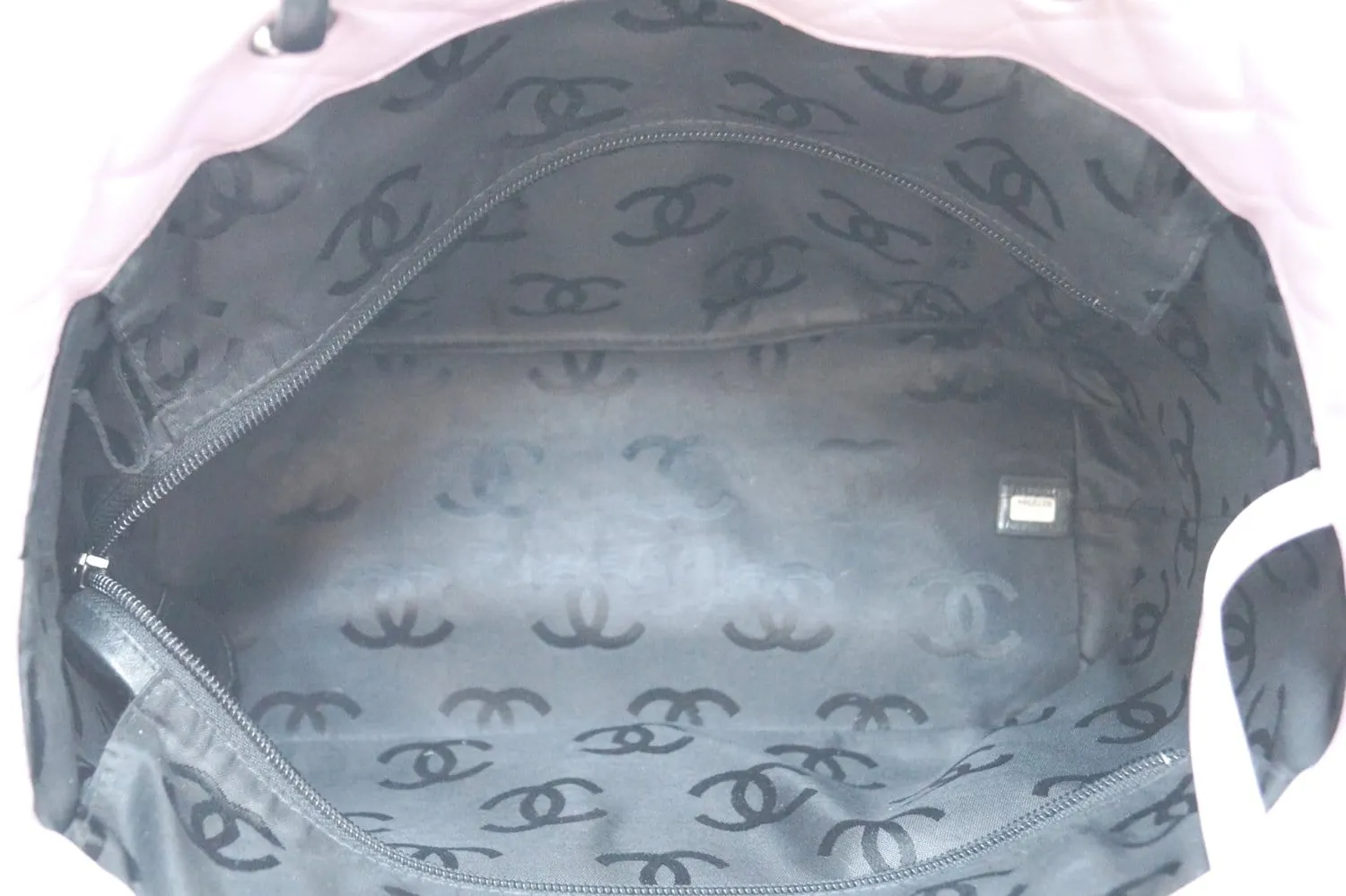 CHANEL Quilted Leather Pink/Black Cambon Tote Bag