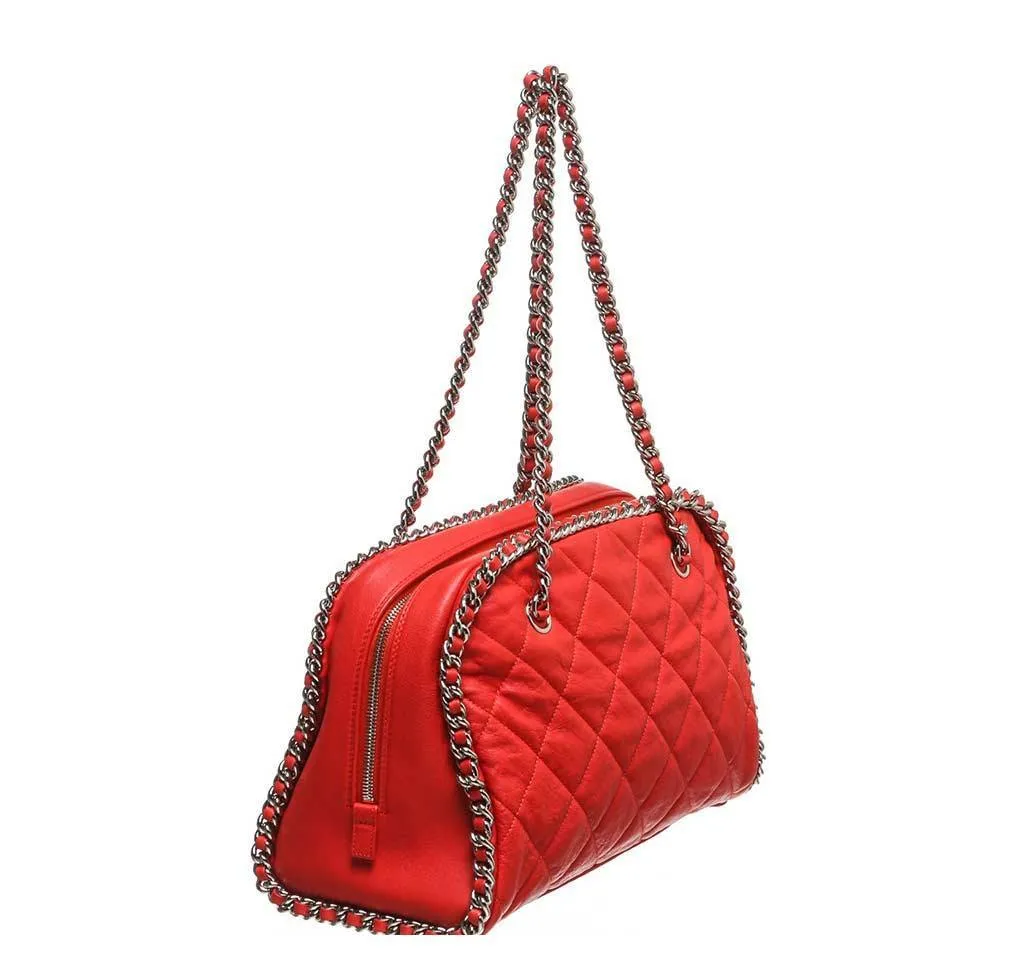 Chanel Red Quilted Bowler Bag