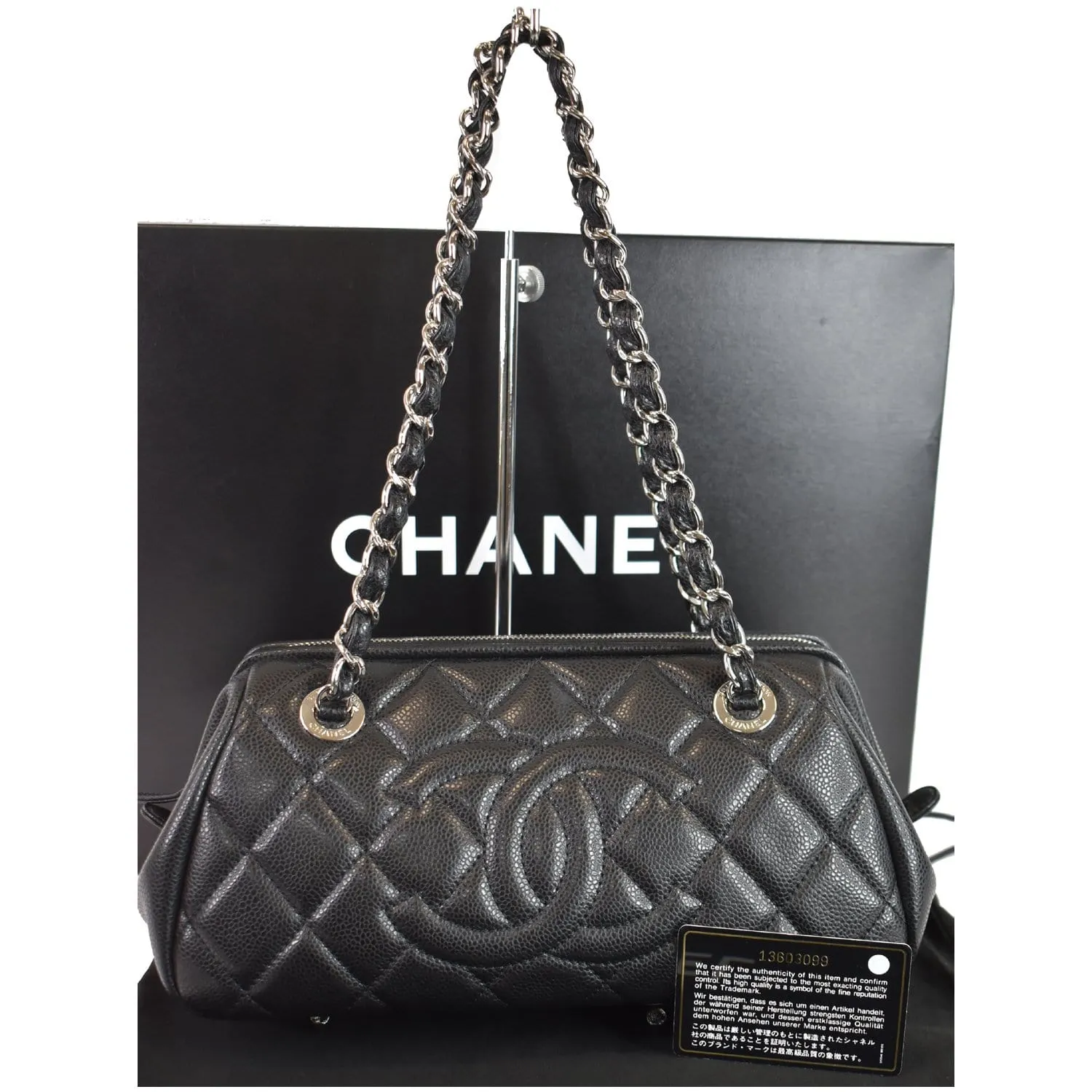 CHANEL Timeless CC Quilted Caviar Leather Small Chain Bowler Bag Black - 15% OFF
