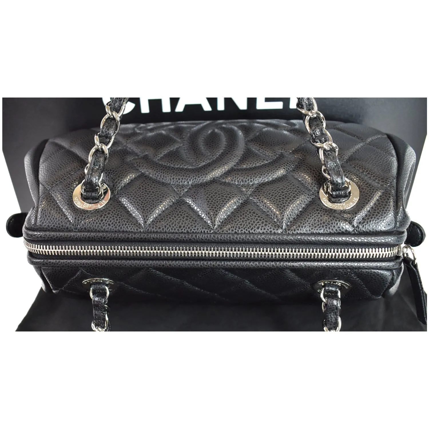 CHANEL Timeless CC Quilted Caviar Leather Small Chain Bowler Bag Black - 15% OFF