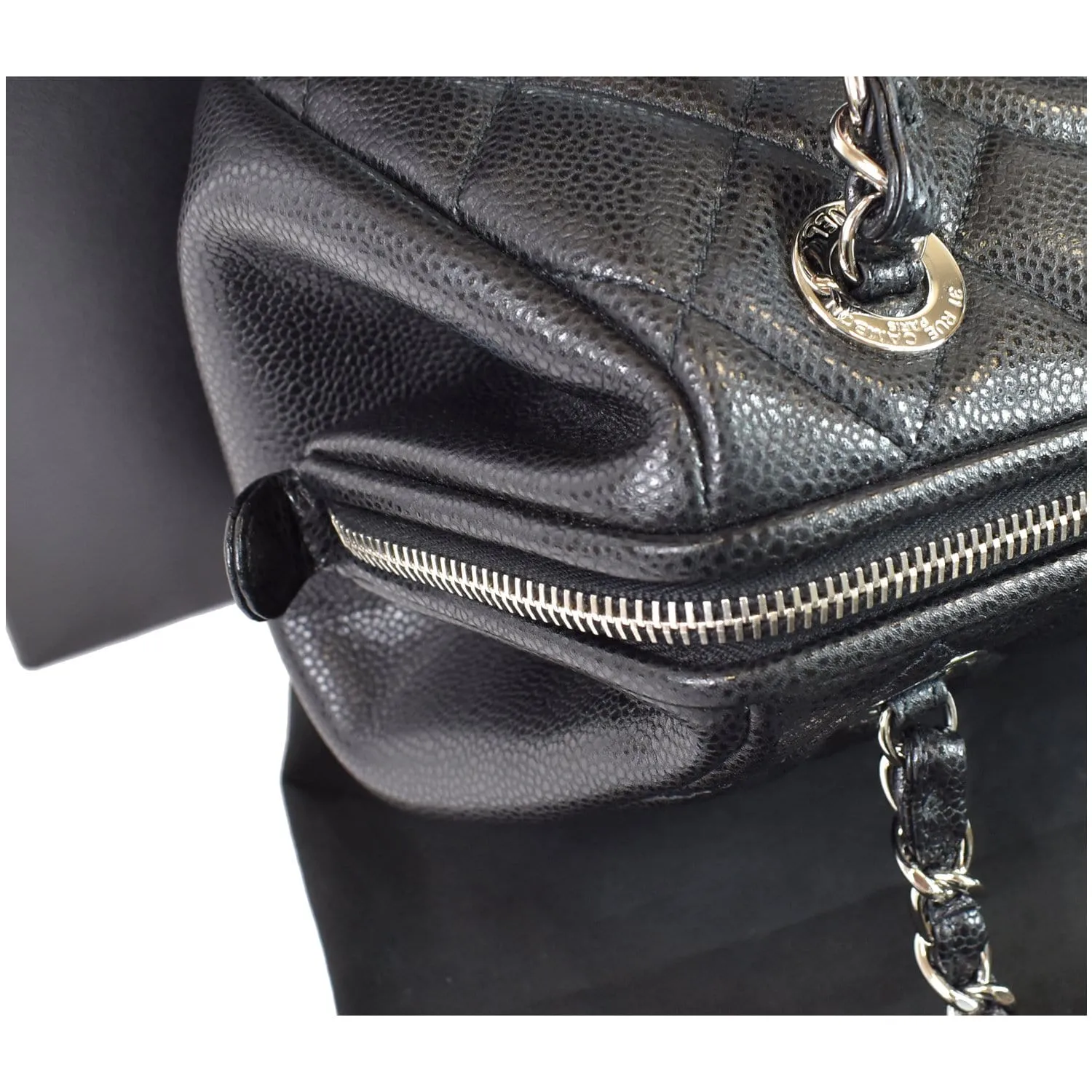 CHANEL Timeless CC Quilted Caviar Leather Small Chain Bowler Bag Black - 15% OFF