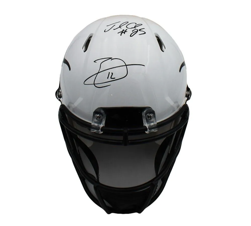 Charles and Thomas Signed Longhorns Speed Auth White Gloss/Black Decal Helmet