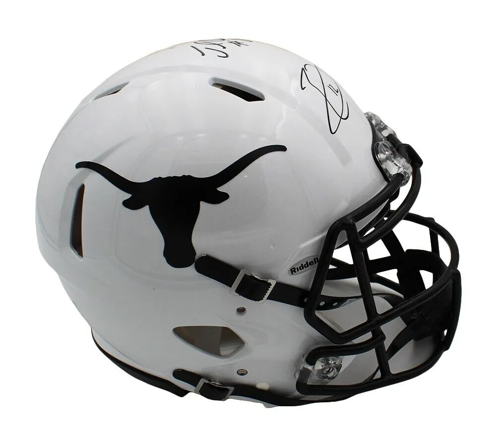 Charles and Thomas Signed Longhorns Speed Auth White Gloss/Black Decal Helmet