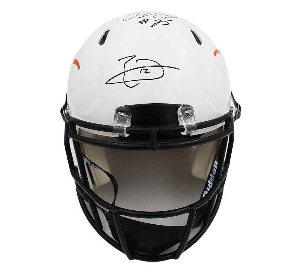 Charles and Thomas Signed Longhorns Speed Auth White Gloss/Orange Decal Helmet