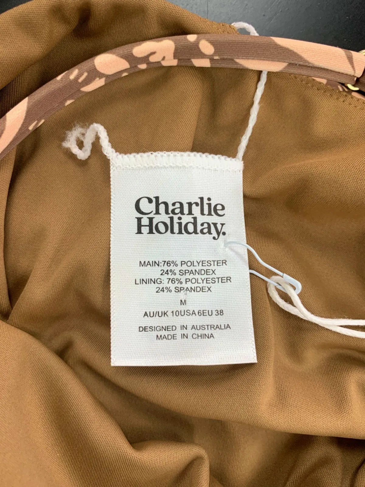 Charlie Holiday Brown Floral Print One-Piece Swimsuit UK 10