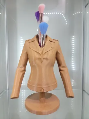Chic Leather Jacket Brush Holder - Fashion Meets Function!