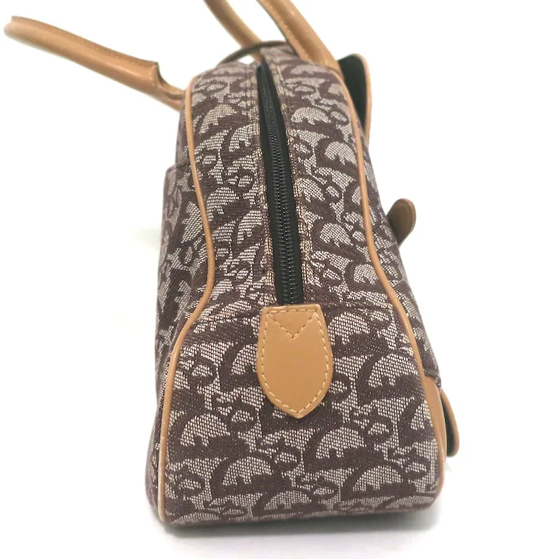 Christian Dior Double Saddle Bowler Bag Brown Diorissimo Canvas & Beige Leather