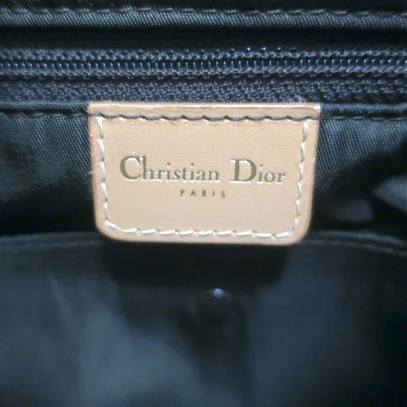 Christian Dior Double Saddle Bowler Bag Brown Diorissimo Canvas & Beige Leather