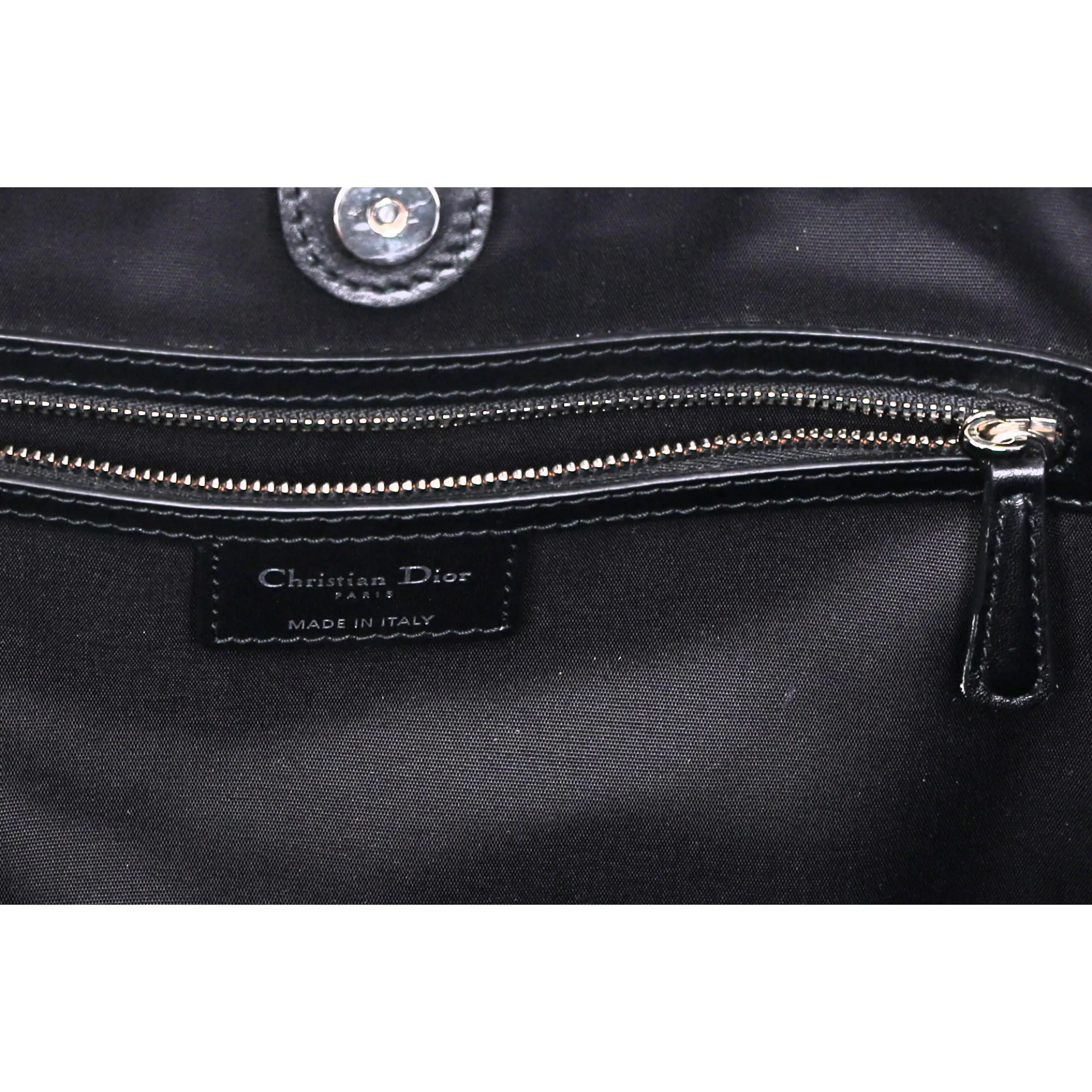 Christian Dior Panarea Tote Bag Black Coated Canvas Leather Quilted
