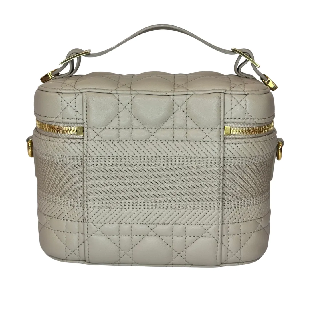 CHRISTIAN DIOR Small Lambskin Cannage Dior Travel Vanity Case, Rose des Vents