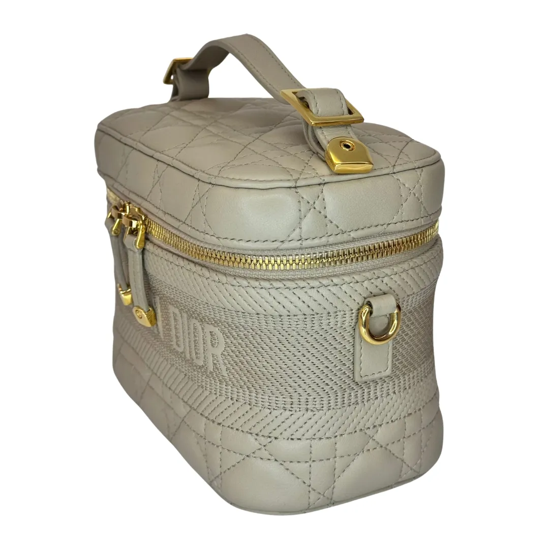 CHRISTIAN DIOR Small Lambskin Cannage Dior Travel Vanity Case, Rose des Vents