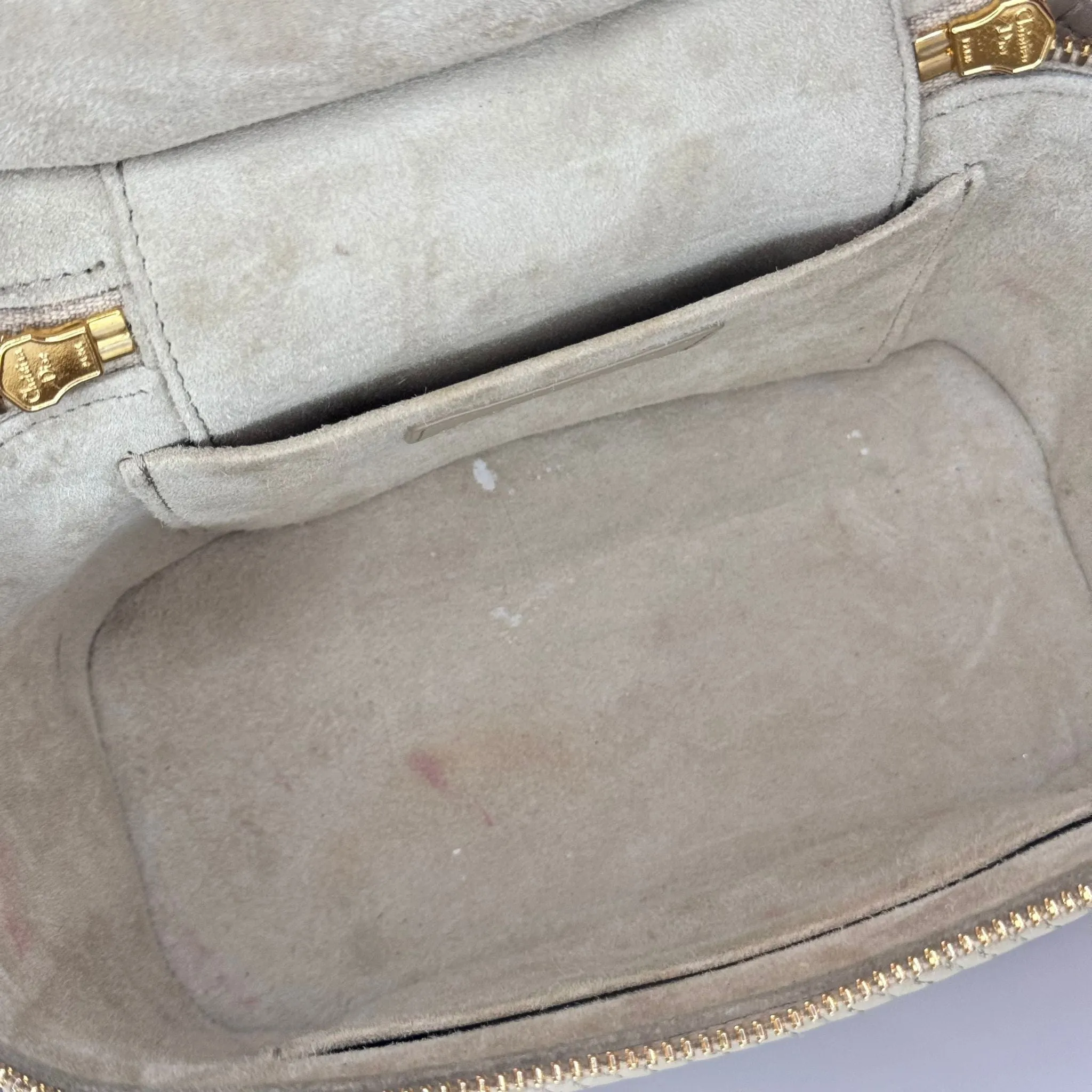 CHRISTIAN DIOR Small Lambskin Cannage Dior Travel Vanity Case, Rose des Vents