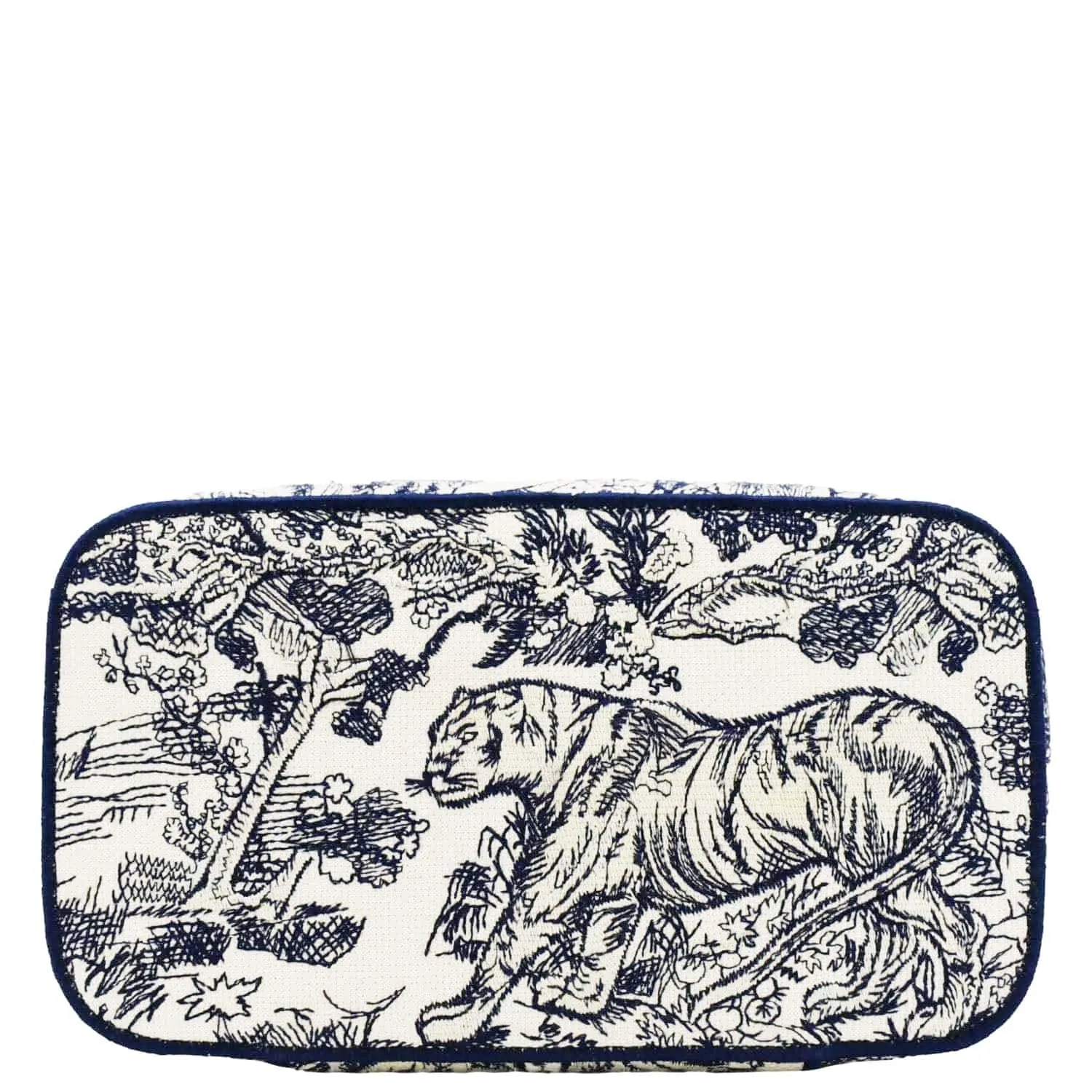CHRISTIAN DIOR Travel Oblique Embroidery Canvas Vanity Case Blue