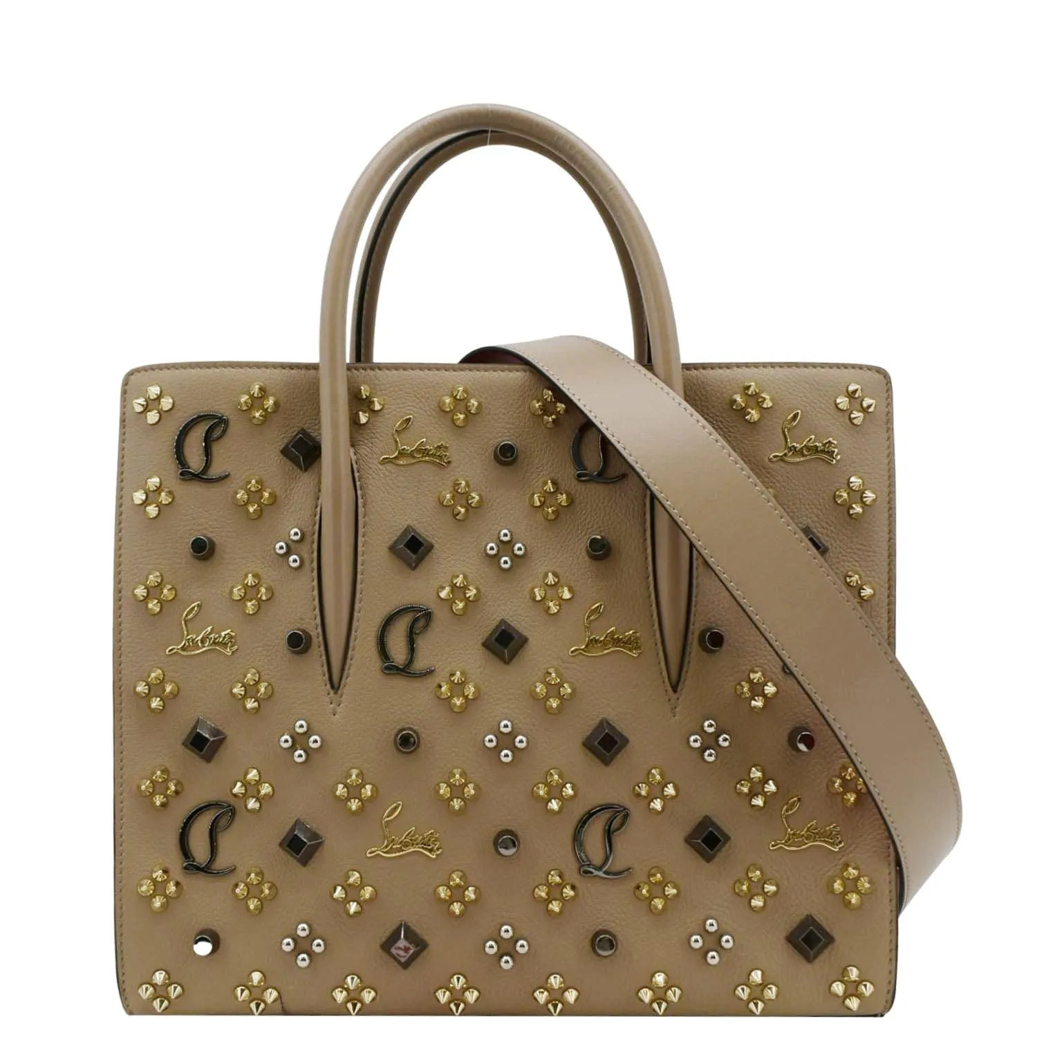 CHRISTIAN LOUBOUTIN Paloma Medium Leather Tote Bag Brown
