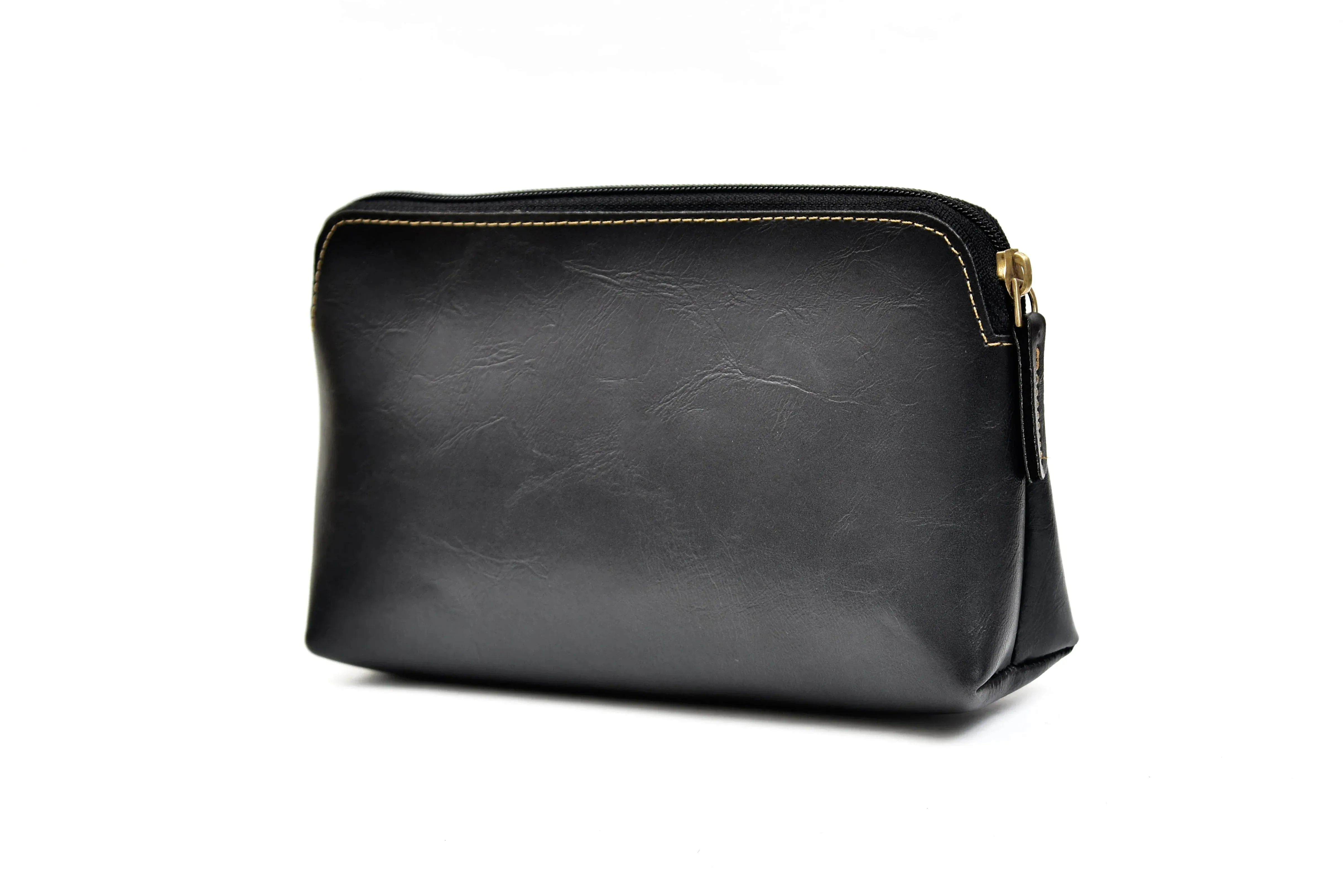 Classy Leather Customized Mutlipurpose Large Travel/Vanity/Make - up Pouch (Black)