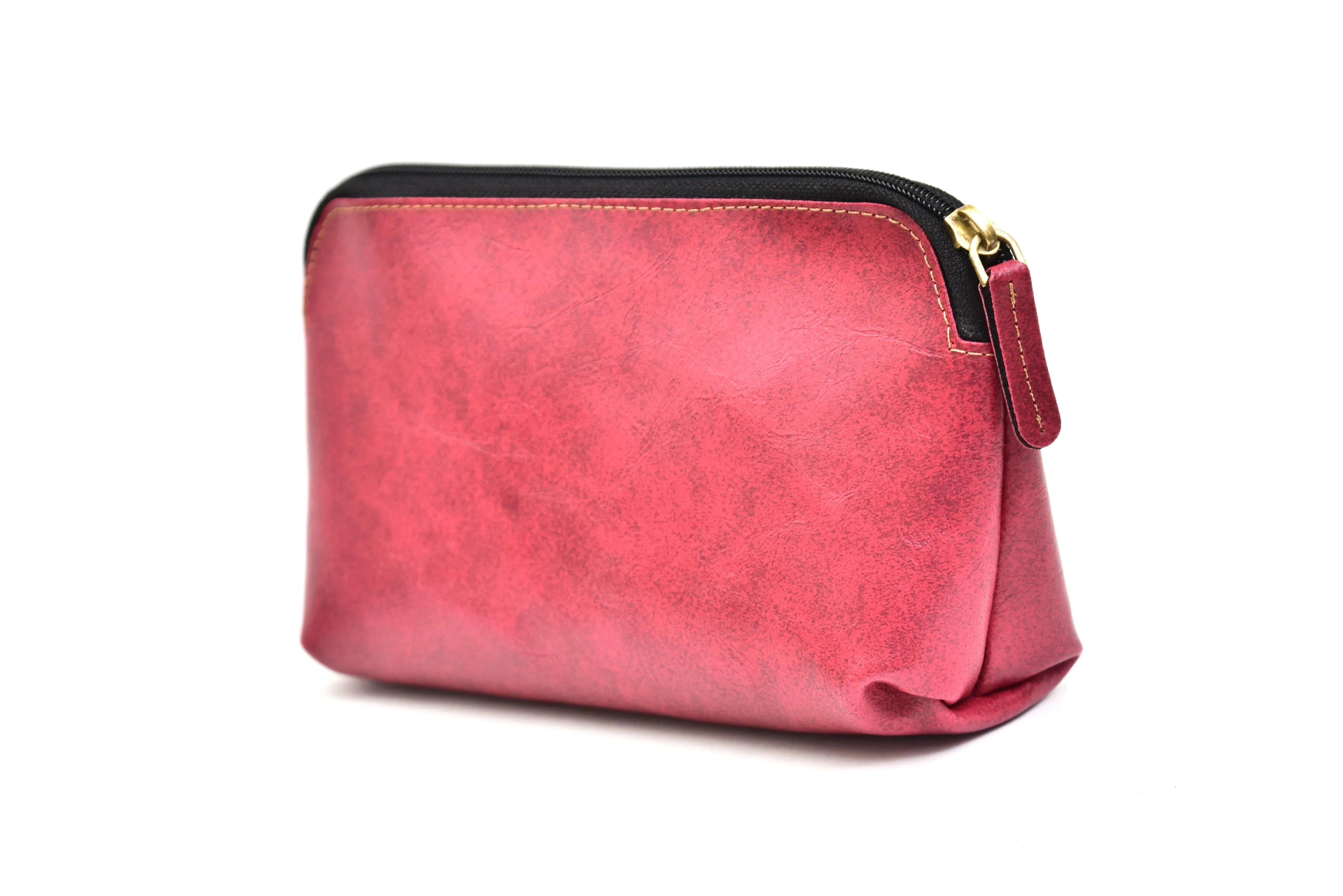 Classy Leather Customized Mutlipurpose Large Travel/Vanity/Make - up Pouch (Peach)