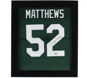Clay Matthews Signed Green Bay Framed 27x23 Custom Green Jersey