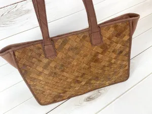 CLEARANCE! Leather Basket Weave Large Tote