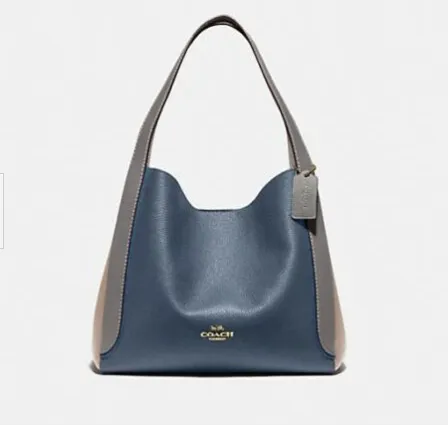 Coach Leather Colorblock Hadley Hobo Dark Denim/Multi Tote Bag NEW