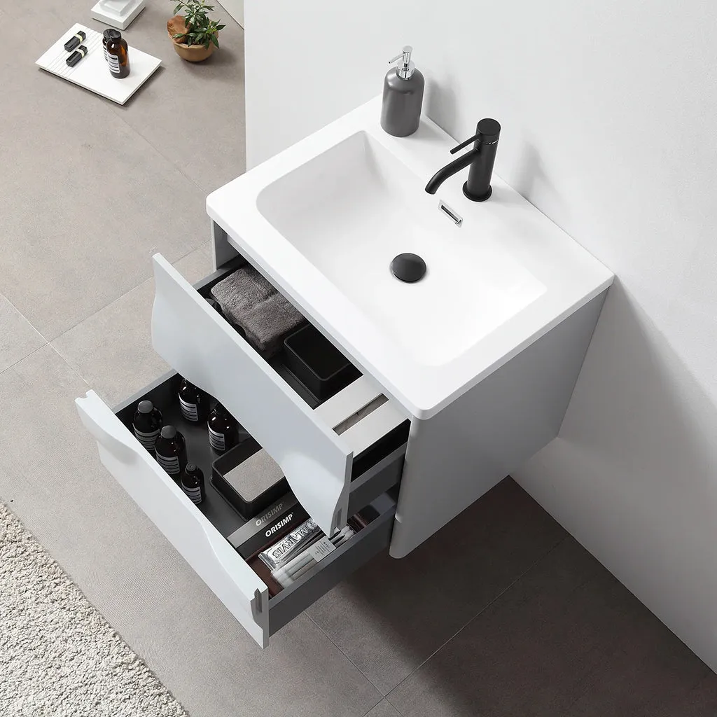 Colmar 2 Drawers Bathroom Vanity with Acrylic Sink - Wall Mount - 30" Wood/Light Gray