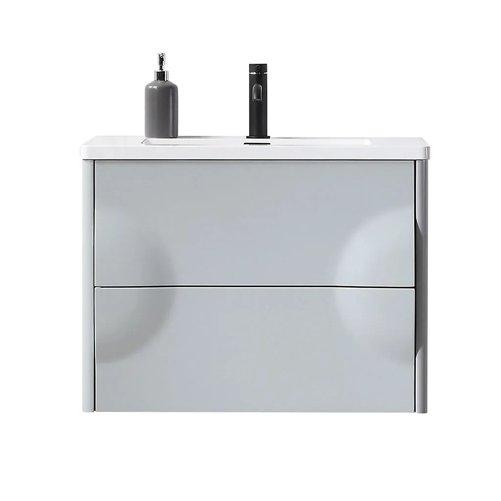 Colmar 2 Drawers Bathroom Vanity with Acrylic Sink - Wall Mount - 30" Wood/Light Gray