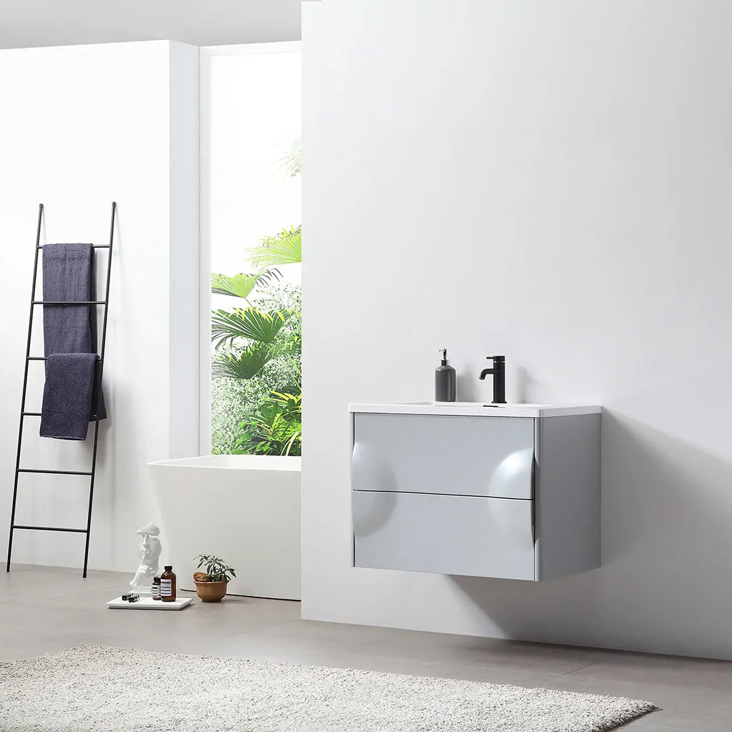 Colmar 2 Drawers Bathroom Vanity with Acrylic Sink - Wall Mount - 30" Wood/Light Gray