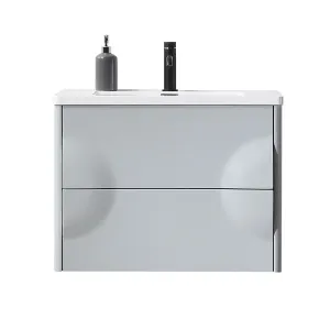Colmar 2 Drawers Bathroom Vanity with Acrylic Sink - Wall Mount - 30" Wood/Light Gray