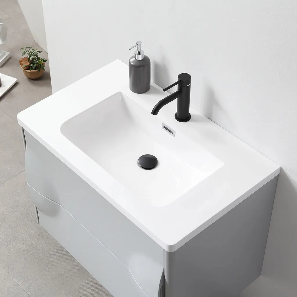 Colmar 2 Drawers Bathroom Vanity with Acrylic Sink - Wall Mount - 30" Wood/Light Gray