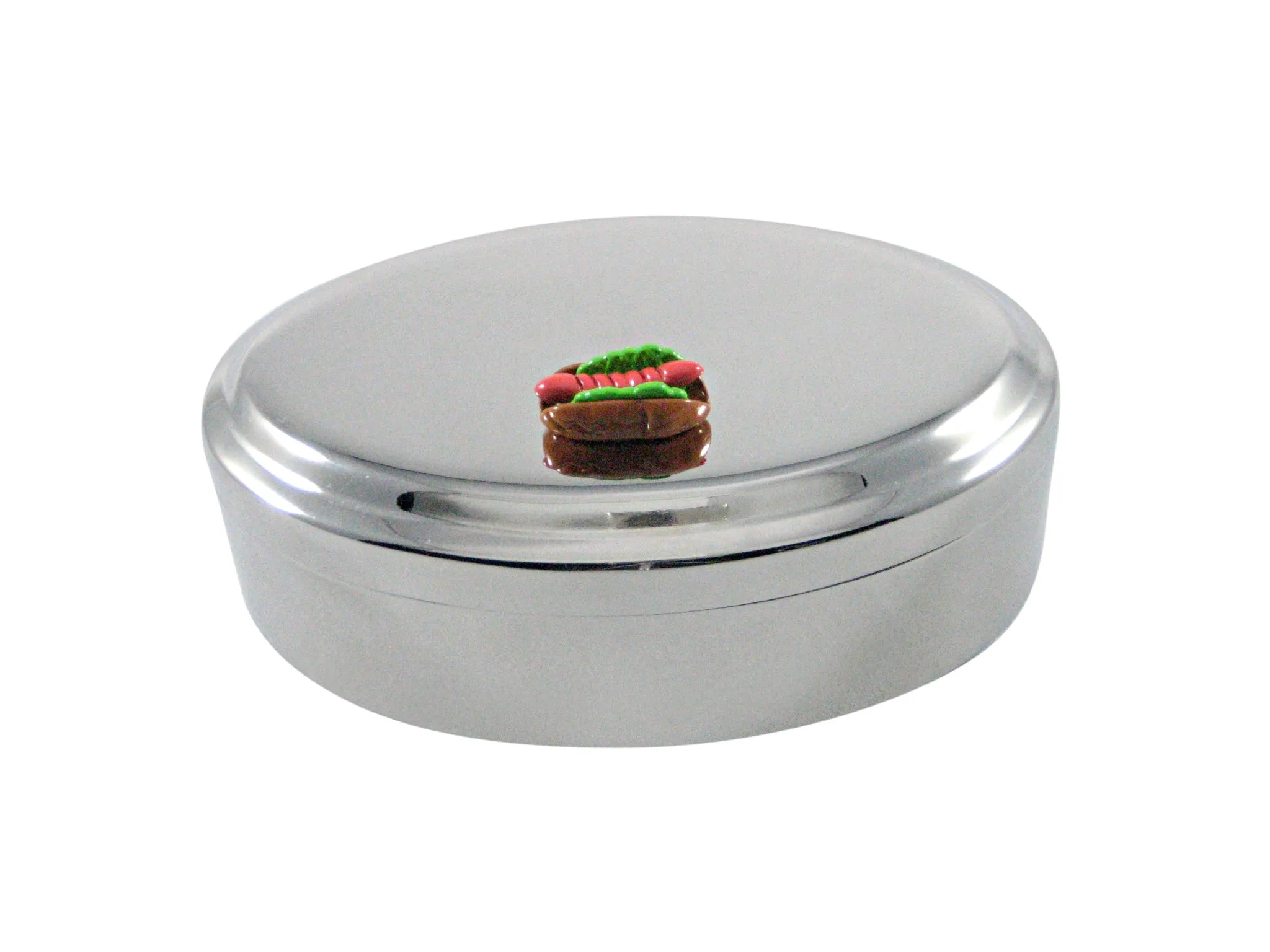 Colored Hotdog Oval Pendant Trinket Jewelry Box