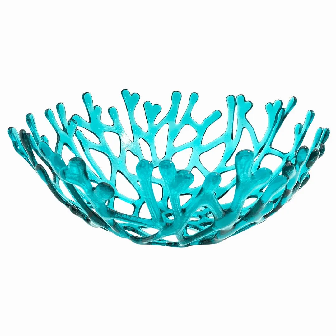 Coral Branch Bowl | Large Aqua  Glass