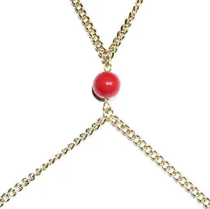 Coral (M) bead Gold Body Chain