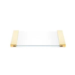 Corner Tray - Free Standing - 15" Brass/Glass/Gold