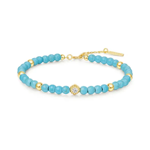 Created Turquoise Bracelet in Gold Plated Sterling Silver