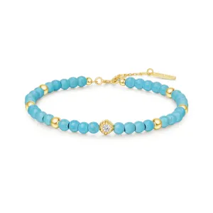 Created Turquoise Bracelet in Gold Plated Sterling Silver