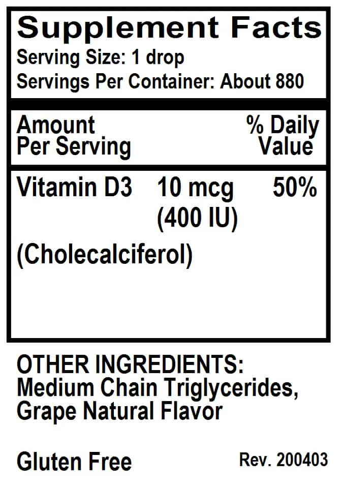D3 For Kids 400 iu, 1 oz