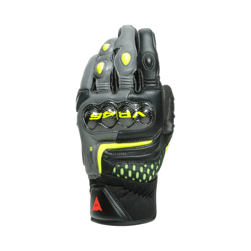 Dainese VR46 Sector Short Gloves ~ 1815948-P18-XXL; Black/Anthracite/Fluorescent Yellow, Size XXL (BAFY6XXL)