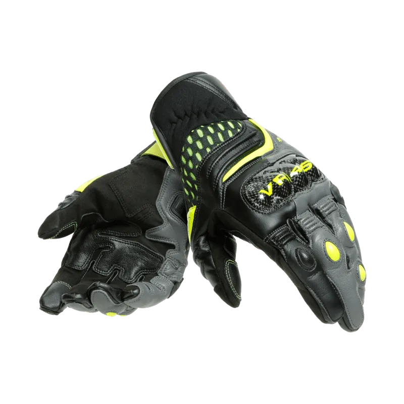 Dainese VR46 Sector Short Gloves ~ 1815948-P18-XXL; Black/Anthracite/Fluorescent Yellow, Size XXL (BAFY6XXL)