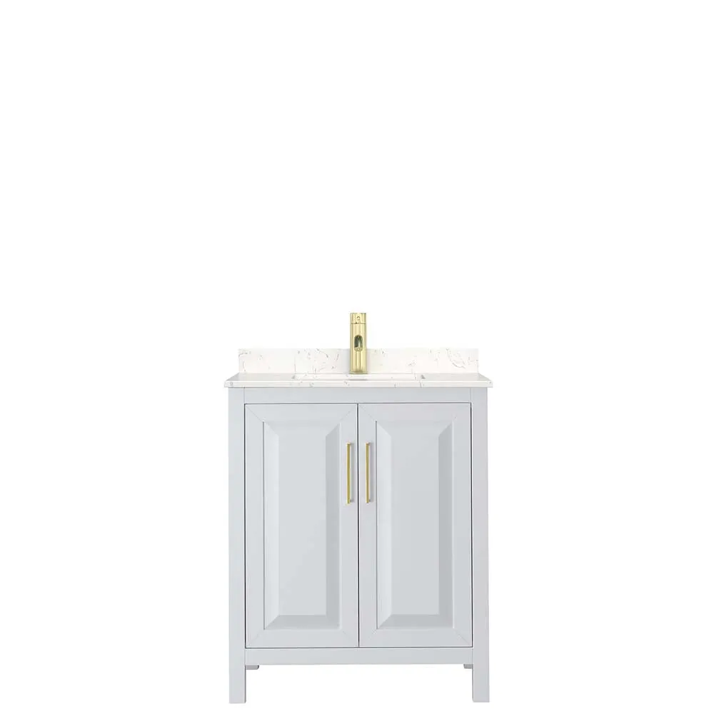Daria 30 Inch Single Bathroom Vanity in White - Brushed Gold Trim
