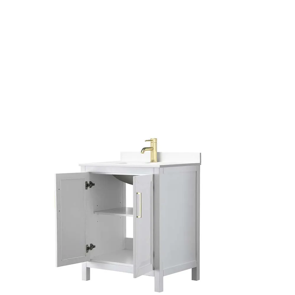 Daria 30 Inch Single Bathroom Vanity in White - Brushed Gold Trim