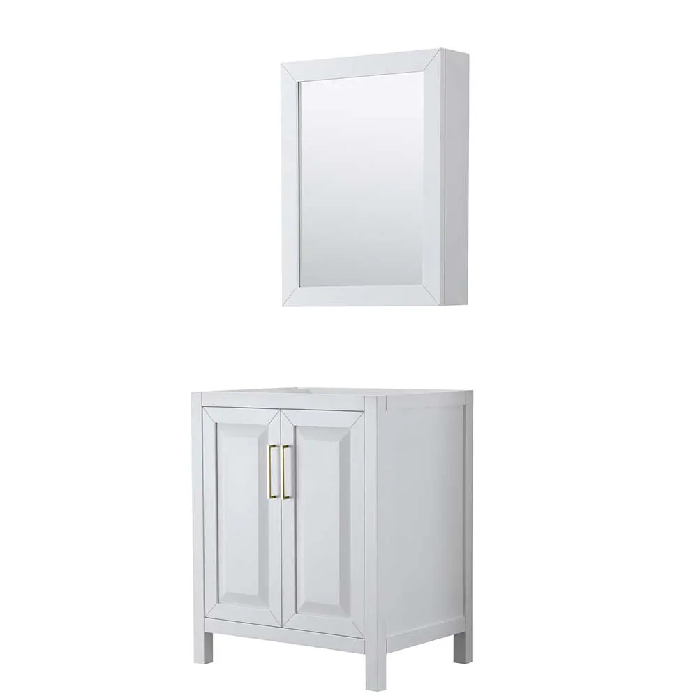 Daria 30 Inch Single Bathroom Vanity in White - Brushed Gold Trim