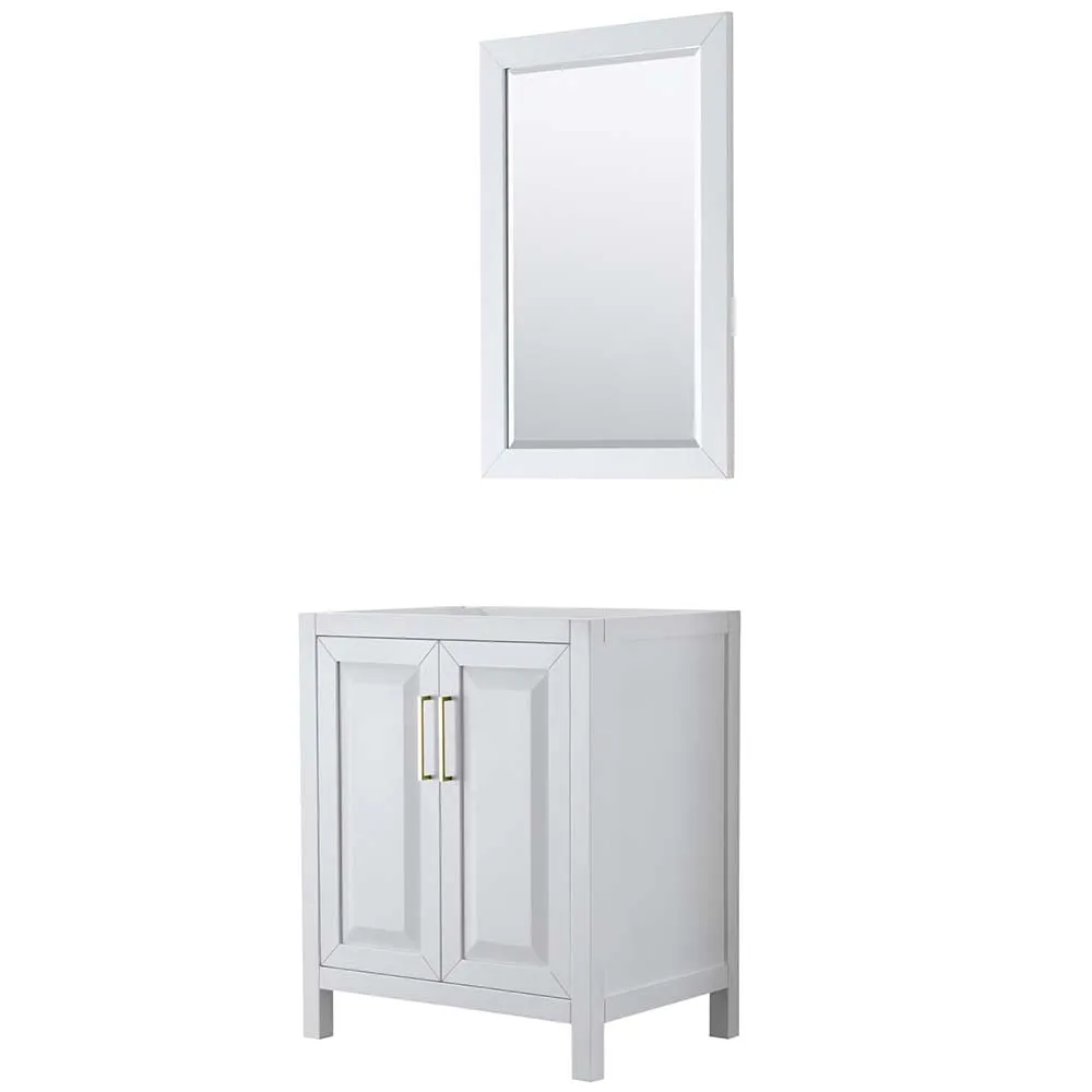 Daria 30 Inch Single Bathroom Vanity in White - Brushed Gold Trim