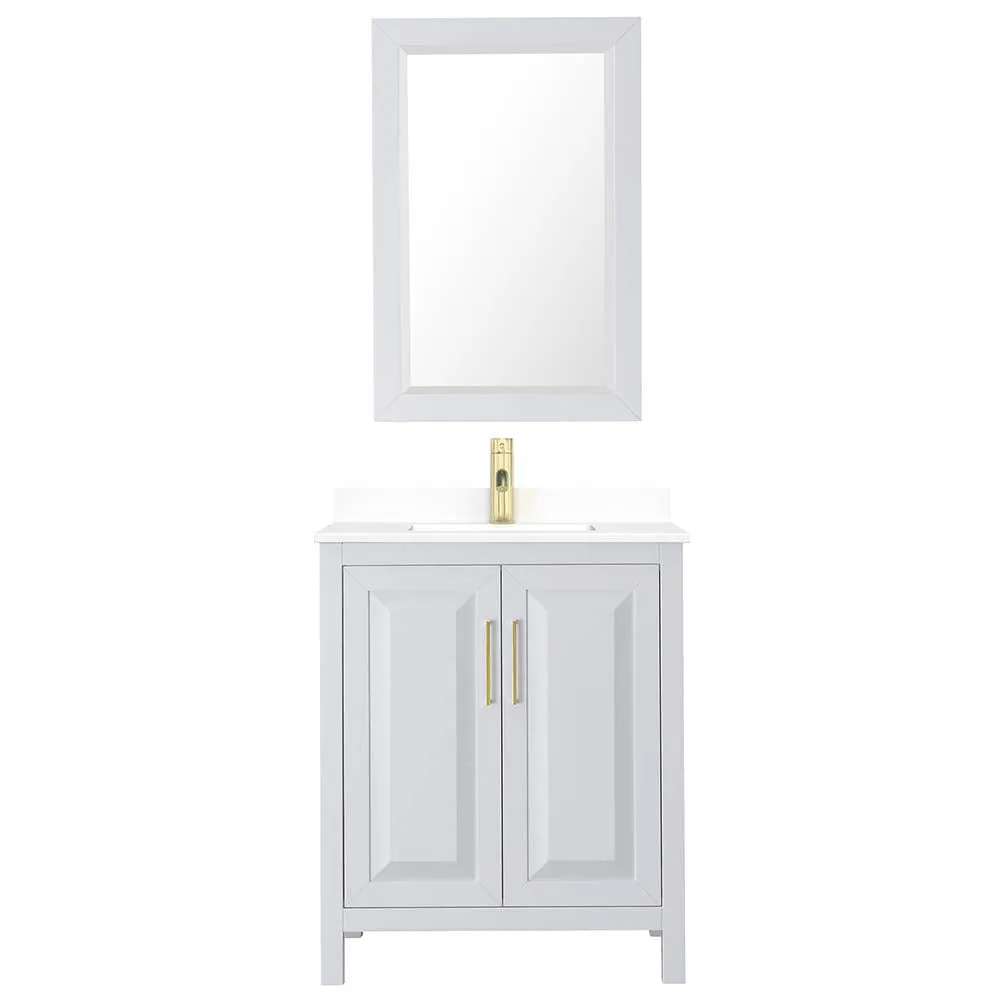 Daria 30 Inch Single Bathroom Vanity in White - Brushed Gold Trim
