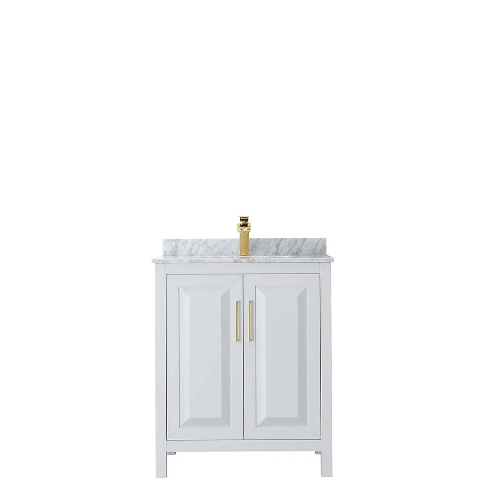 Daria 30 Inch Single Bathroom Vanity in White - Brushed Gold Trim